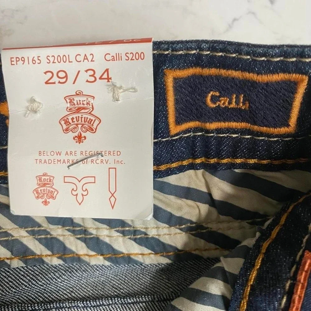Rock‎ Revival Calli S200 Dark Wash Jeans 29x34 Thick Stitch Pockets NWT